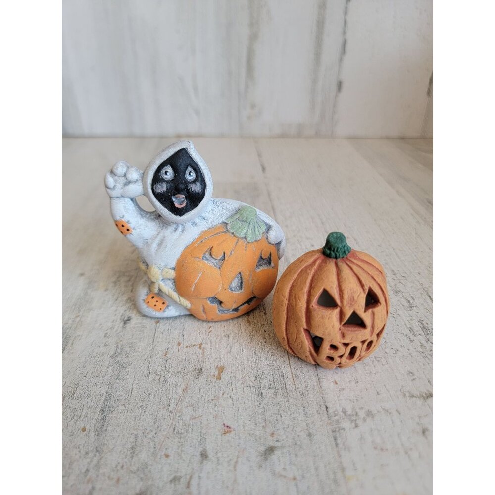 Vintage unique ghost grim‎ reaper pumpkin Halloween home decor ceramic set